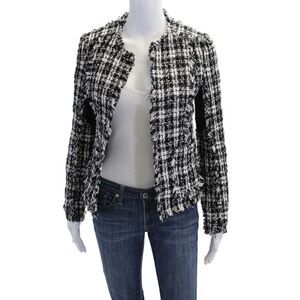 Truth And Pride Womens Woven Round Neck Open Front Blazer Jacket White Size XS